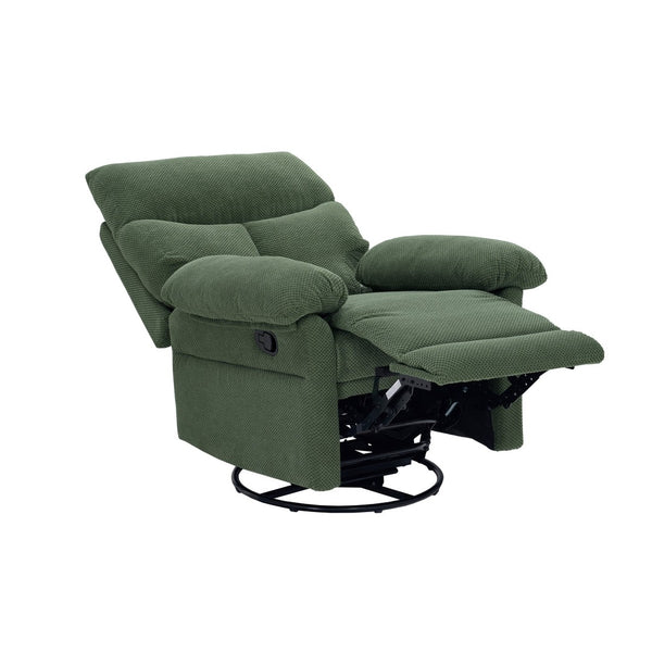 English Elm Modern Overstuffed Swivel Glider Recliner with Textured Fabric for Nursery or Living Room Dark Green W5568P524830
