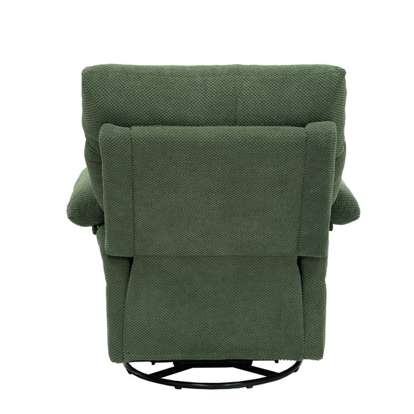 English Elm Modern Overstuffed Swivel Glider Recliner with Textured Fabric for Nursery or Living Room Dark Green W5568P524830