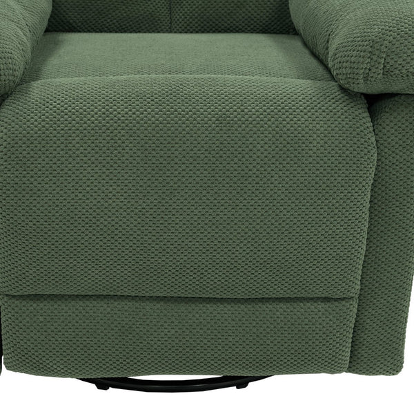 English Elm Modern Overstuffed Swivel Glider Recliner with Textured Fabric for Nursery or Living Room Dark Green W5568P524830