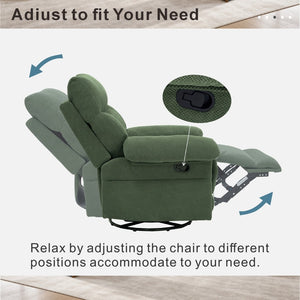 English Elm Modern Overstuffed Swivel Glider Recliner with Textured Fabric for Nursery or Living Room Dark Green W5568P524830