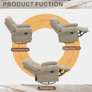 English Elm Modern Overstuffed Swivel Glider Recliner with Textured Fabric for Nursery or Living Room Camel W5568P524834