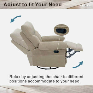 English Elm Modern Overstuffed Swivel Glider Recliner with Textured Fabric for Nursery or Living Room Camel W5568P524834