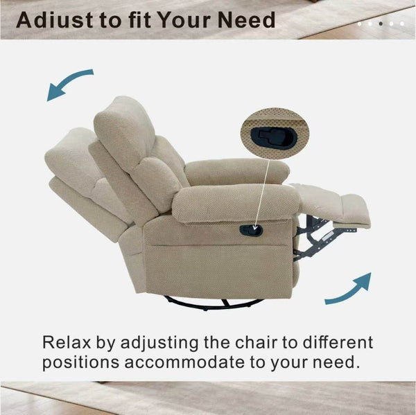 English Elm Modern Overstuffed Swivel Glider Recliner with Textured Fabric for Nursery or Living Room Camel W5568P524834
