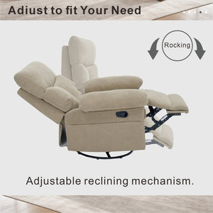 English Elm Modern Overstuffed Swivel Glider Recliner with Textured Fabric for Nursery or Living Room Camel W5568P524834