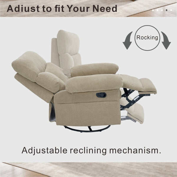 English Elm Modern Overstuffed Swivel Glider Recliner with Textured Fabric for Nursery or Living Room Camel W5568P524834
