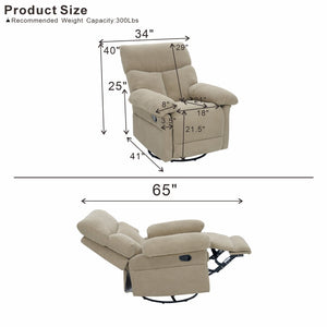 English Elm Modern Overstuffed Swivel Glider Recliner with Textured Fabric for Nursery or Living Room Camel W5568P524834