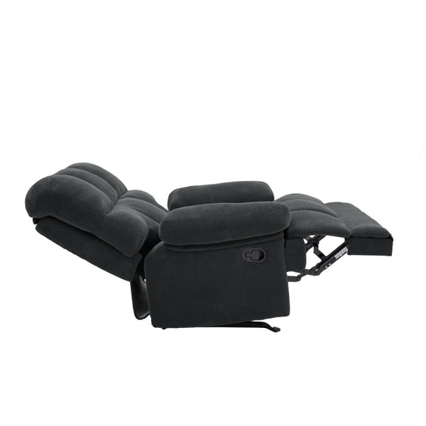 English Elm Modern Nubby Fabric Rocker Recliner with Pull Tab for Living Room Comfort Dark Gray W5568P524846