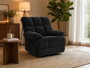 English Elm Modern Nubby Fabric Rocker Recliner with Pull Tab for Living Room Comfort Dark Gray W5568P524846
