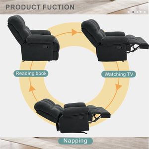 English Elm Modern Nubby Fabric Rocker Recliner with Pull Tab for Living Room Comfort Dark Gray W5568P524846