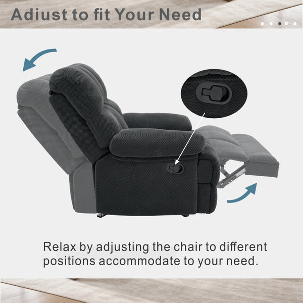 English Elm Modern Nubby Fabric Rocker Recliner with Pull Tab for Living Room Comfort Dark Gray W5568P524846