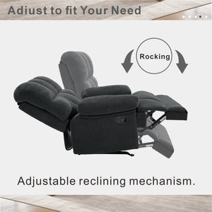English Elm Modern Nubby Fabric Rocker Recliner with Pull Tab for Living Room Comfort Dark Gray W5568P524846