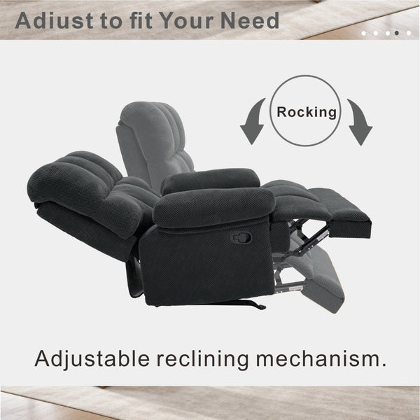 English Elm Modern Nubby Fabric Rocker Recliner with Pull Tab for Living Room Comfort Dark Gray W5568P524846
