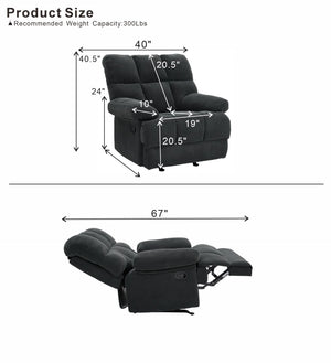 English Elm Modern Nubby Fabric Rocker Recliner with Pull Tab for Living Room Comfort Dark Gray W5568P524846