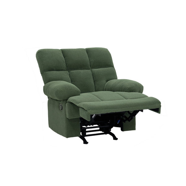 English Elm Modern Nubby Fabric Rocker Recliner with Pull Tab for Living Room Comfort Dark Green W5568P524847