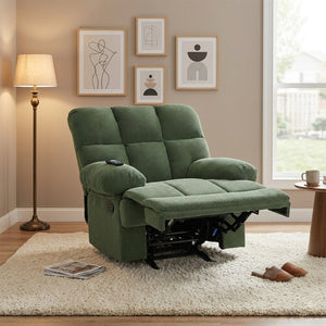 English Elm Modern Nubby Fabric Rocker Recliner with Pull Tab for Living Room Comfort Dark Green W5568P524847