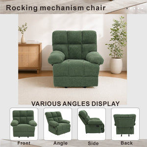 English Elm Modern Nubby Fabric Rocker Recliner with Pull Tab for Living Room Comfort Dark Green W5568P524847