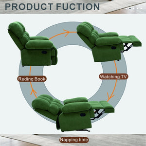 English Elm Modern Nubby Fabric Rocker Recliner with Pull Tab for Living Room Comfort Dark Green W5568P524847