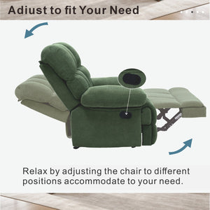 English Elm Modern Nubby Fabric Rocker Recliner with Pull Tab for Living Room Comfort Dark Green W5568P524847