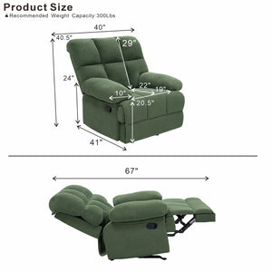 English Elm Modern Nubby Fabric Rocker Recliner with Pull Tab for Living Room Comfort Dark Green W5568P524847