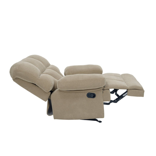 English Elm Modern Nubby Fabric Rocker Recliner with Pull Tab for Living Room Comfort Camel W5568P524851