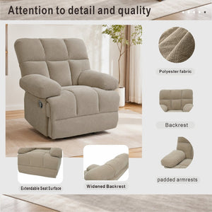 English Elm Modern Nubby Fabric Rocker Recliner with Pull Tab for Living Room Comfort Camel W5568P524851