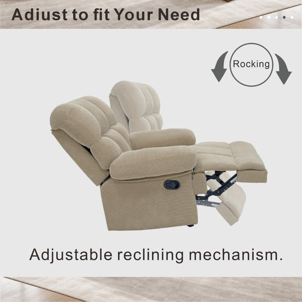 English Elm Modern Nubby Fabric Rocker Recliner with Pull Tab for Living Room Comfort Camel W5568P524851