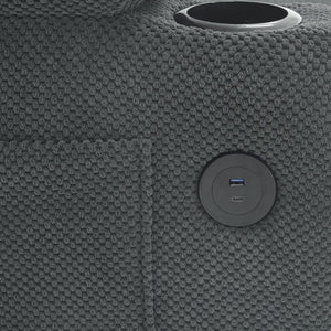 English Elm Accent Chair Ottoman Set Convertible Sleeper with USB Charging and Cup Holders Dark Gray W5568P536594