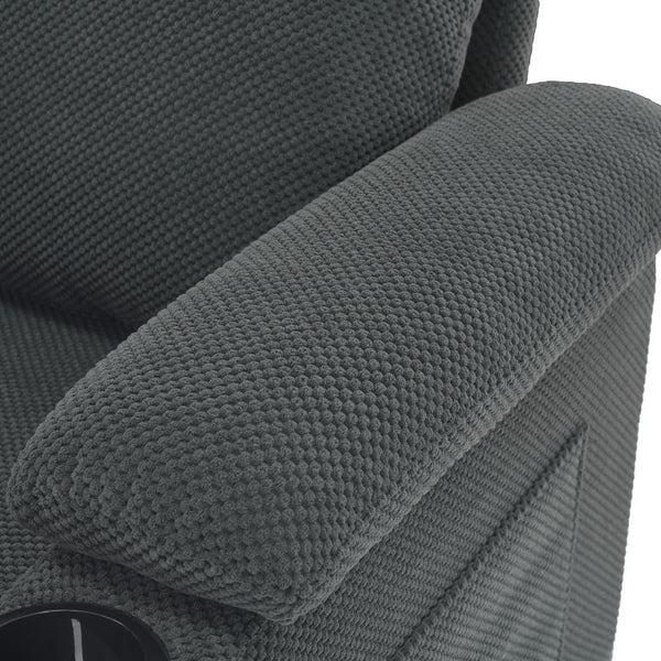 English Elm Accent Chair Ottoman Set Convertible Sleeper with USB Charging and Cup Holders Dark Gray W5568P536594