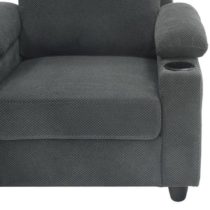 English Elm Accent Chair Ottoman Set Convertible Sleeper with USB Charging and Cup Holders Dark Gray W5568P536594