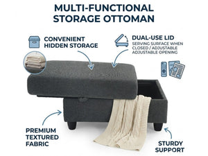 English Elm Accent Chair Ottoman Set Convertible Sleeper with USB Charging and Cup Holders Dark Gray W5568P536594