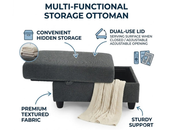 English Elm Accent Chair Ottoman Set Convertible Sleeper with USB Charging and Cup Holders Dark Gray W5568P536594