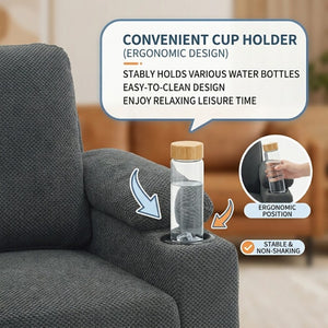 English Elm Accent Chair Ottoman Set Convertible Sleeper with USB Charging and Cup Holders Dark Gray W5568P536594