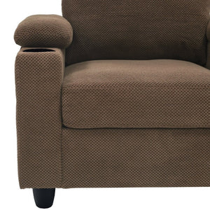 English Elm Accent Chair Ottoman Set Convertible Sleeper with USB Charging and Cup Holders Coffee W5568P536595