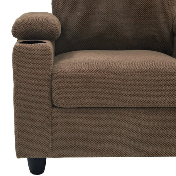English Elm Accent Chair Ottoman Set Convertible Sleeper with USB Charging and Cup Holders Coffee W5568P536595