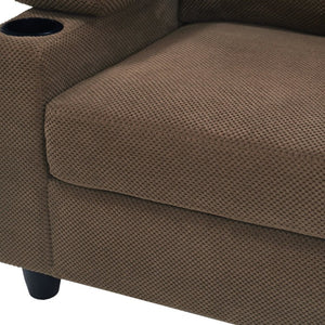 English Elm Accent Chair Ottoman Set Convertible Sleeper with USB Charging and Cup Holders Coffee W5568P536595