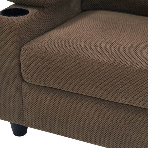 English Elm Accent Chair Ottoman Set Convertible Sleeper with USB Charging and Cup Holders Coffee W5568P536595