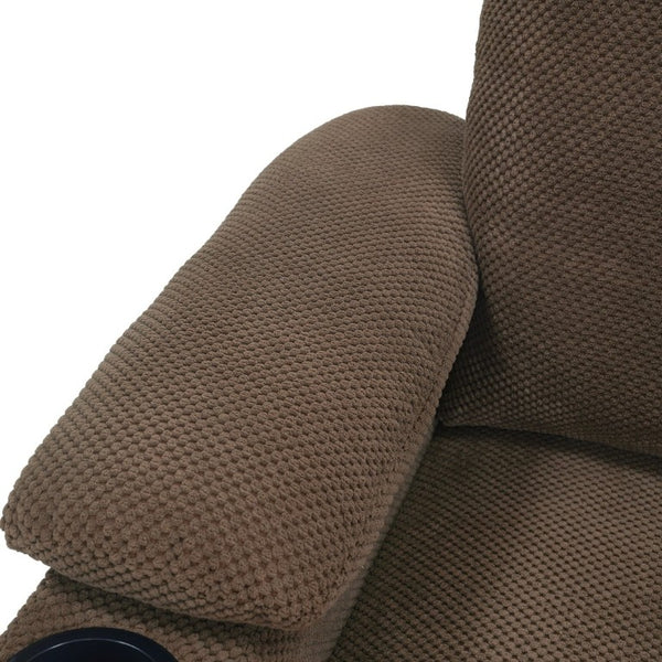 English Elm Accent Chair Ottoman Set Convertible Sleeper with USB Charging and Cup Holders Coffee W5568P536595