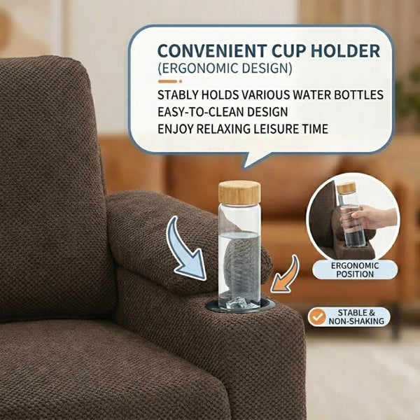 English Elm Accent Chair Ottoman Set Convertible Sleeper with USB Charging and Cup Holders Coffee W5568P536595