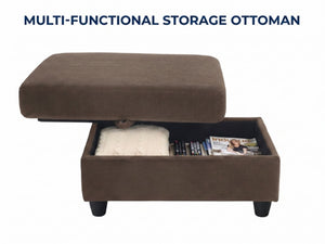 English Elm Accent Chair Ottoman Set Convertible Sleeper with USB Charging and Cup Holders Coffee W5568P536595
