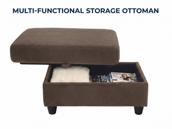 English Elm Accent Chair Ottoman Set Convertible Sleeper with USB Charging and Cup Holders Coffee W5568P536595