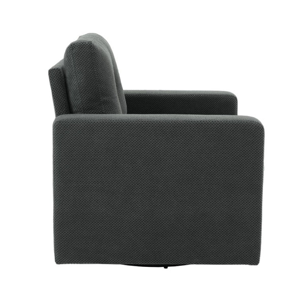 English Elm Degree Swivel Accent Chair with Tufted Back Square Arms and Lumbar Support for Any Room Dark Gray W5568P540299