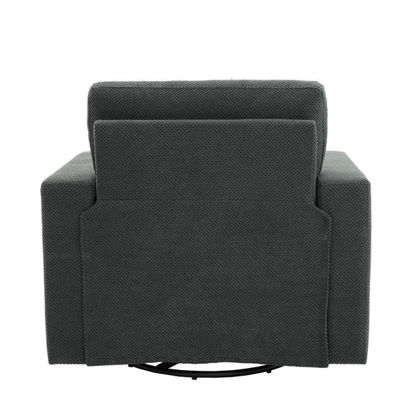 English Elm Degree Swivel Accent Chair with Tufted Back Square Arms and Lumbar Support for Any Room Dark Gray W5568P540299