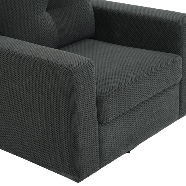 English Elm Degree Swivel Accent Chair with Tufted Back Square Arms and Lumbar Support for Any Room Dark Gray W5568P540299