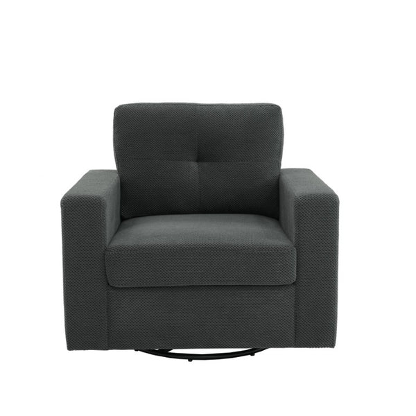 English Elm Degree Swivel Accent Chair with Tufted Back Square Arms and Lumbar Support for Any Room Dark Gray W5568P540299