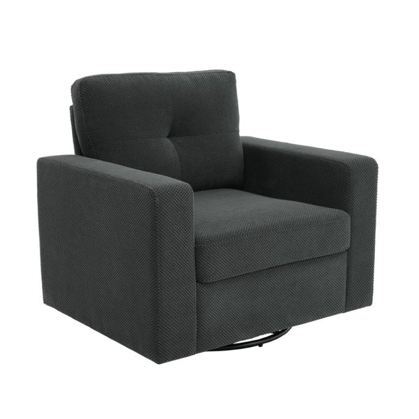 English Elm Degree Swivel Accent Chair with Tufted Back Square Arms and Lumbar Support for Any Room Dark Gray W5568P540299