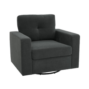 English Elm Degree Swivel Accent Chair with Tufted Back Square Arms and Lumbar Support for Any Room Dark Gray W5568P540299