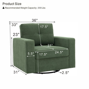 English Elm Degree Swivel Accent Chair with Tufted Back Square Arms and Lumbar Support for Any Room Dark Green W5568P540309