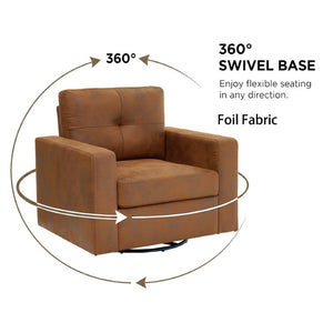 English Elm Degree Swivel Accent Chair with Tufted Back Square Arms and Lumbar Support for Any Room Light Brown W5568P540380
