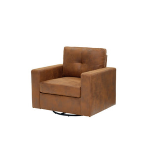 English Elm Degree Swivel Accent Chair with Tufted Back Square Arms and Lumbar Support for Any Room Light Brown W5568P540380