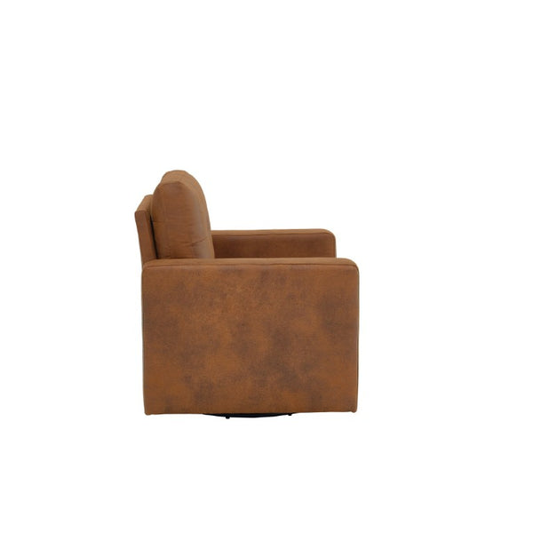 English Elm Degree Swivel Accent Chair with Tufted Back Square Arms and Lumbar Support for Any Room Light Brown W5568P540380